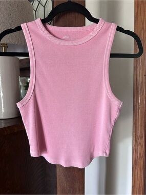 aerie Rose Pink Ribbed Cropped Tank